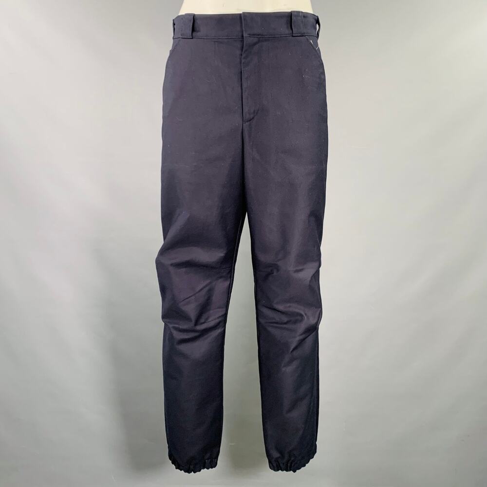PRADA Size 34 Navy Cotton Twill Elastic Cuffs Casual Pants